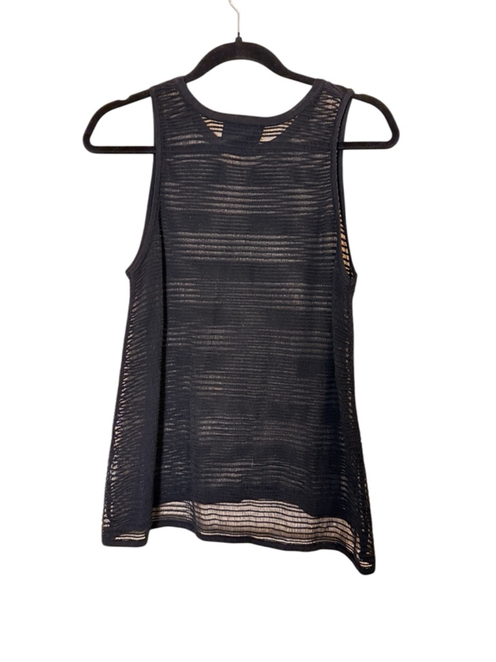 Alchemy New Zealand Semi-Sheer Black Sleeveless Ribbed Knit Tank Top sz XS